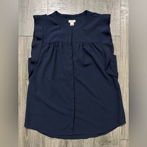 J. Crew Dark Blue Sleeveless Blouse